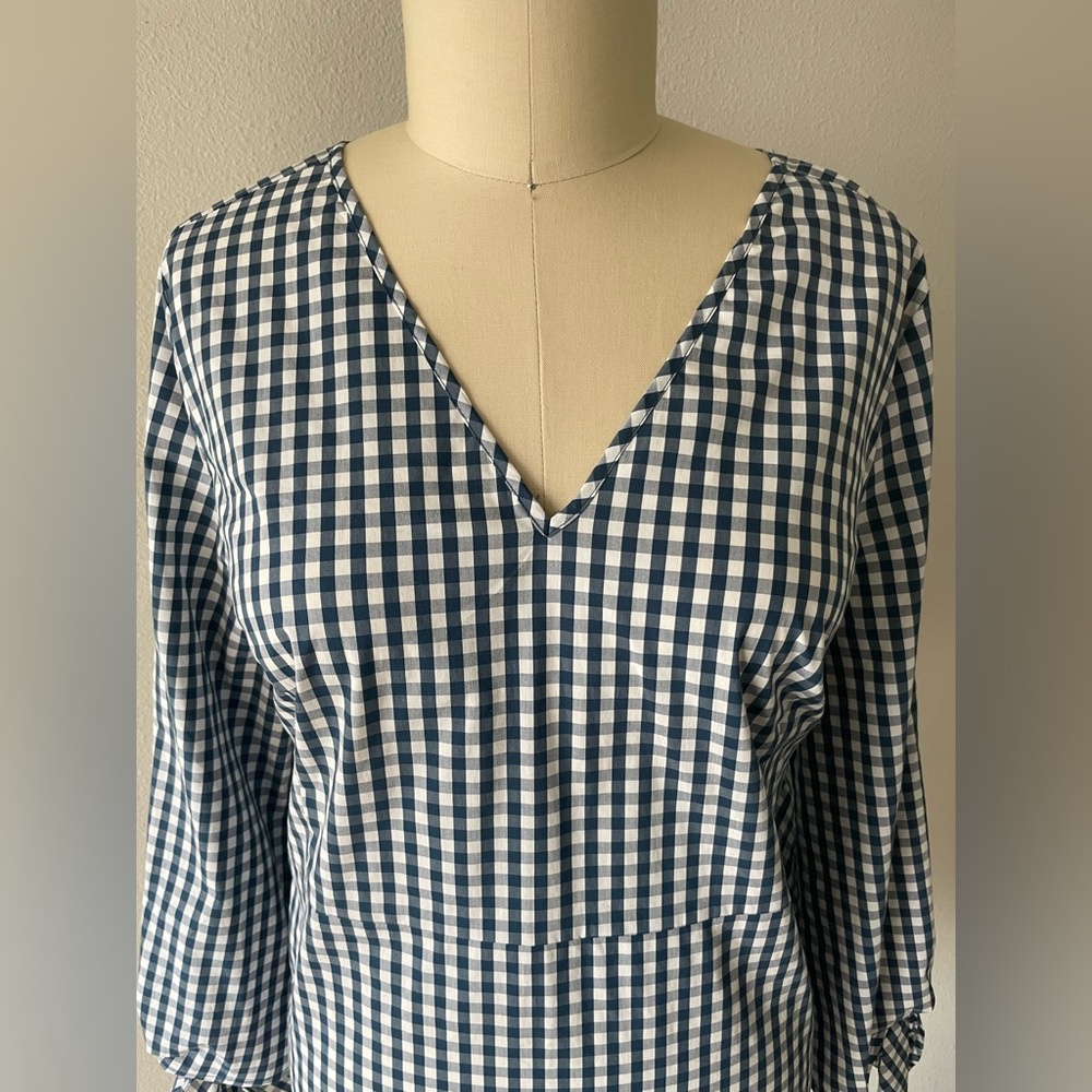 J. Crew Blue Gingham Women's Top - Picture 2 of 8